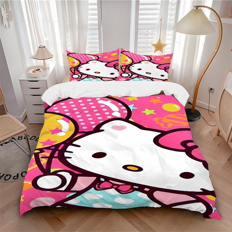 3pcs Hello Kitty Duvet Cover Set - Machine Washable, Includes 1 Duvet Cover and 2 Pillowcases, No Core Included Yy251022175