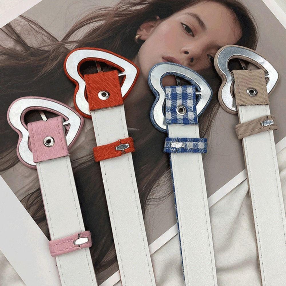 Belt For Students PU Leather Corset Belt Heart Buckle Belt Adjustable Waistband Women Waist Belt