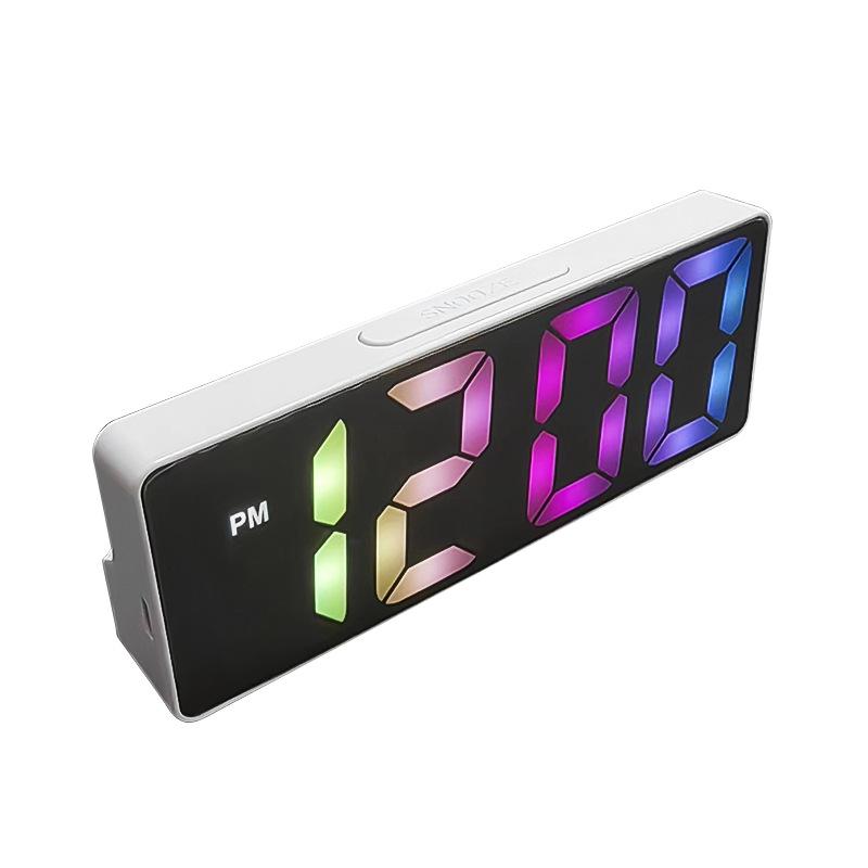 LED Electronic USB Alarm Clock with Voice-Activated Features Dual-Use Mirror for Students Special Kids' Clock