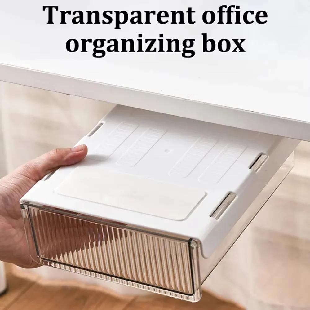 Invisible Drawer Style Storage Box Under The Table Save Space Household Storage Box High-capacity Sliding Rail Buckle Containers