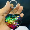 Double-Sided Reflective Heart Sequin Keychain - Valentine's Day Pendant for Bags and Cars