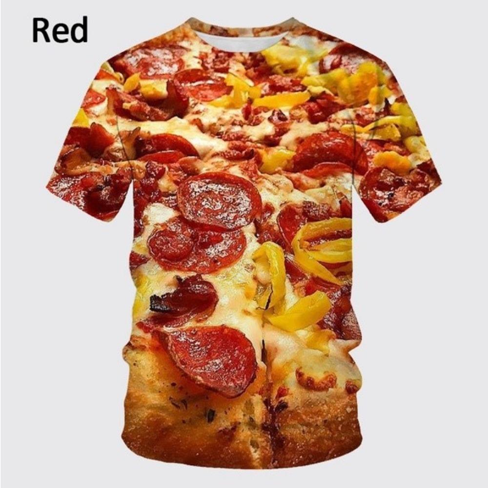 Fashionable Burger, Pizza, and French Fries 3D Printed New Men's Round Neck Summer Short sleeved Top T-shirt