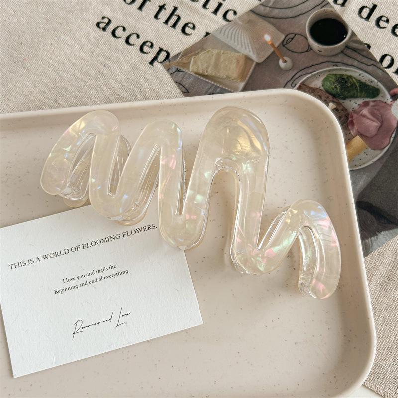 1pc Elegant Simple Wavy Claw Clip Shark Clip Imitation Acetate Hair Accessory New Mermaid Princess Clip