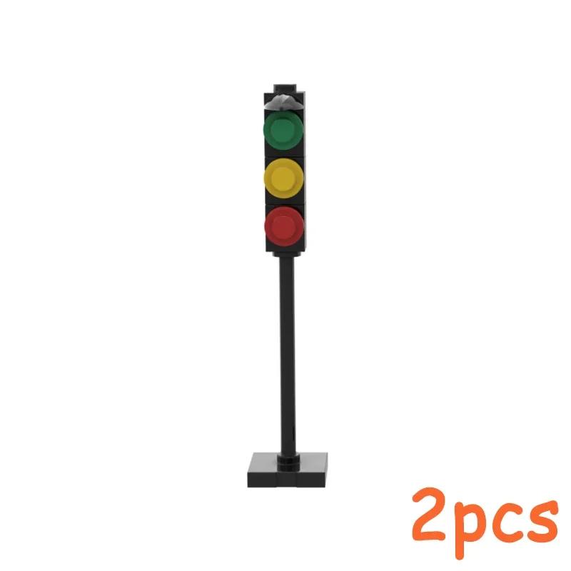 Non-Toxic Moc City Traffic Road Signs Signal Light Building Block Bike Bicycle Scooter Motorcycle Vehicle Scene Construction Accessories