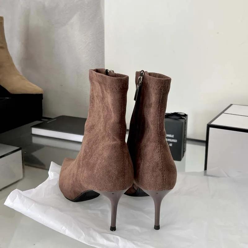 Fashion Eilyken Fashion Spring Autumn Sexy High Heels Pointed Toe Ankle Boots Woman Nightclub Party Shoes Zipper Short Booties