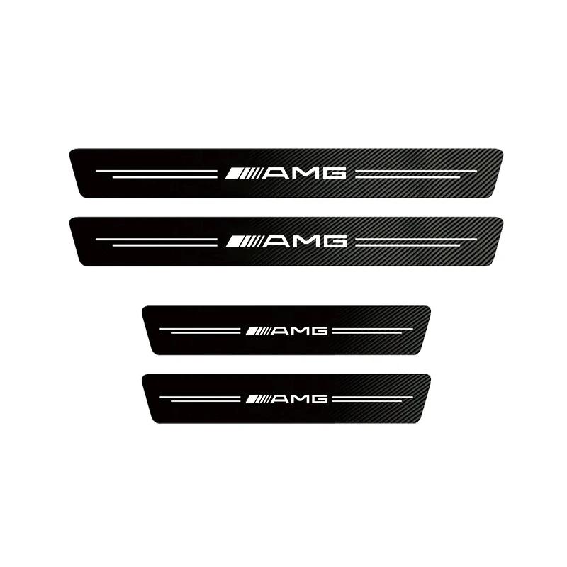 GLC GLB 1/4/5Pcs Carbon Fiber Car Door Sill Scuff Plate Decor Stickers For Mercedes Benz AMG Smart W205 C300 W203 W206 W108 W12