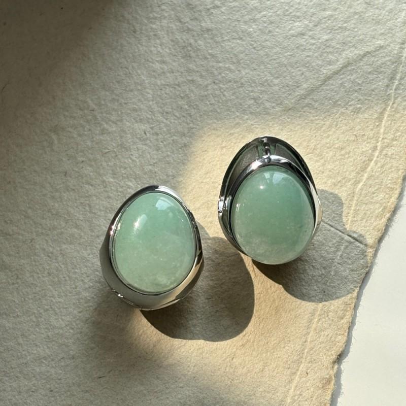 Minimalist Geometric Oval Stone Stud Earrings Women Men Lightweight Luxury Ear Cuffs