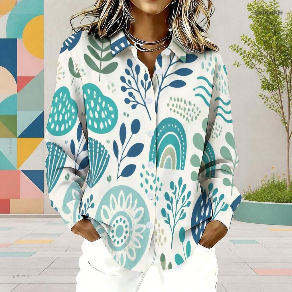 Women Plus Size Long Sleeve Collared Button Front Colorful Striped Print Shirt
