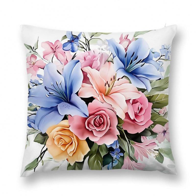 New Flower And Bird Pillow Cover Fresh Home Living Room Sofa Bed And Breakfast Bay Window Cushion Cover Premium