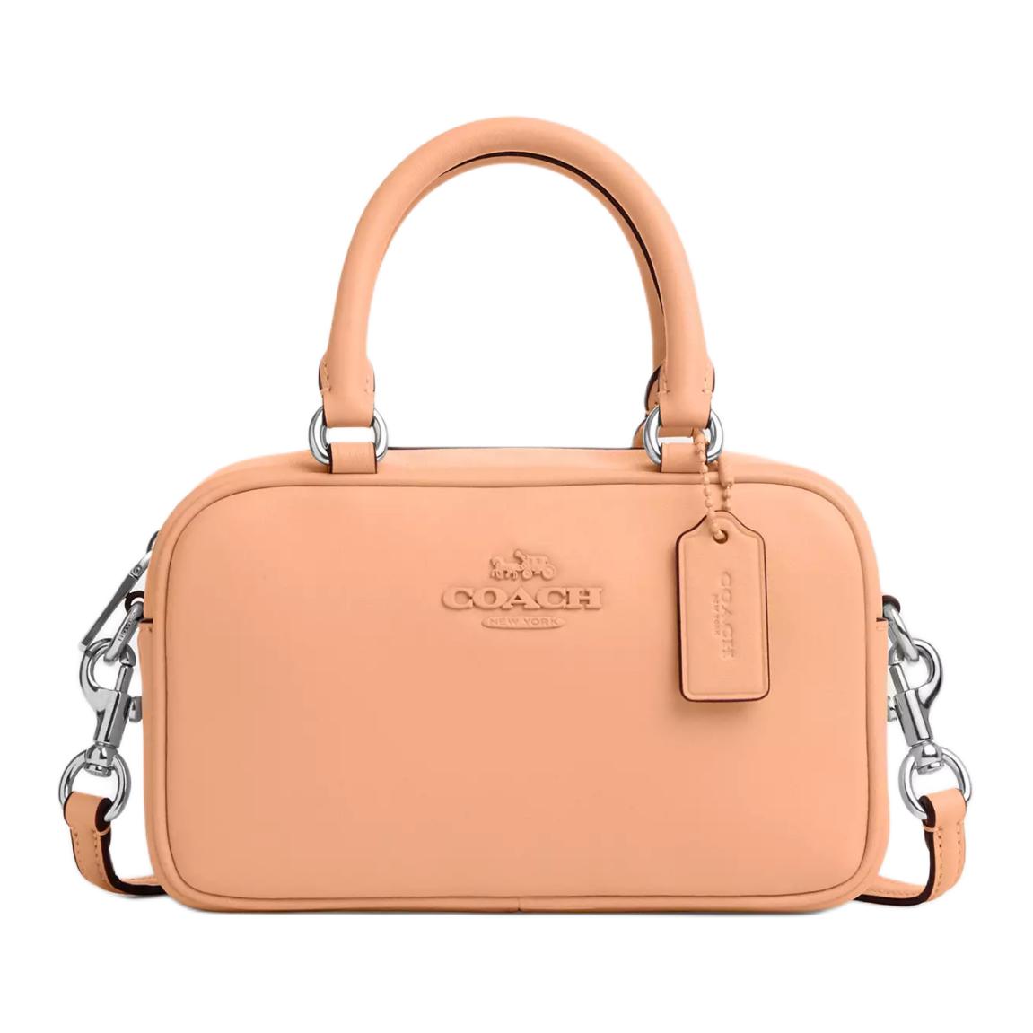 

Coach Satchel 19 Logo Zip Closure Smooth Leather Bowling Bag Women Bags Silver Faded-Blush CT776-SVS9W Basic Set (Bag+Dust Bag)