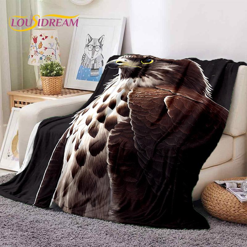 3D Cute Owl Eagle Birds Cartoon HD Soft Flannel Blankets,Throw Blanket Comfortable Blanket for Picnic Beds Home Bedroom Kid Gift