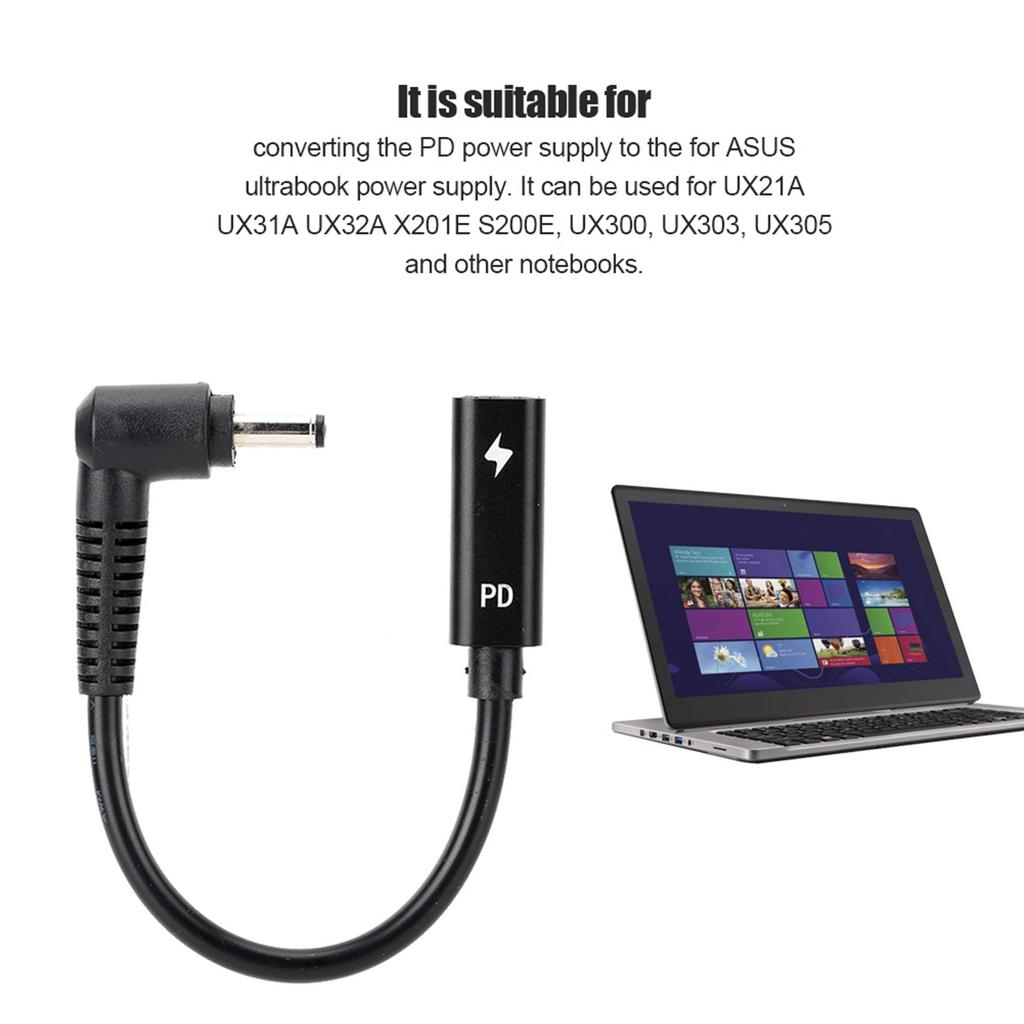 Full Copper Conductor TypE C PD Power Supply to 4.0x 3.5mm Male Plug for ASUS Notebook Charging Cable