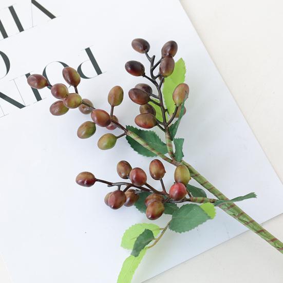 Fake Berry Plant Anti-fading Decorative Realistic Looking Beautiful Living Room 3-fork Artificial Bean Branch Flower for Household