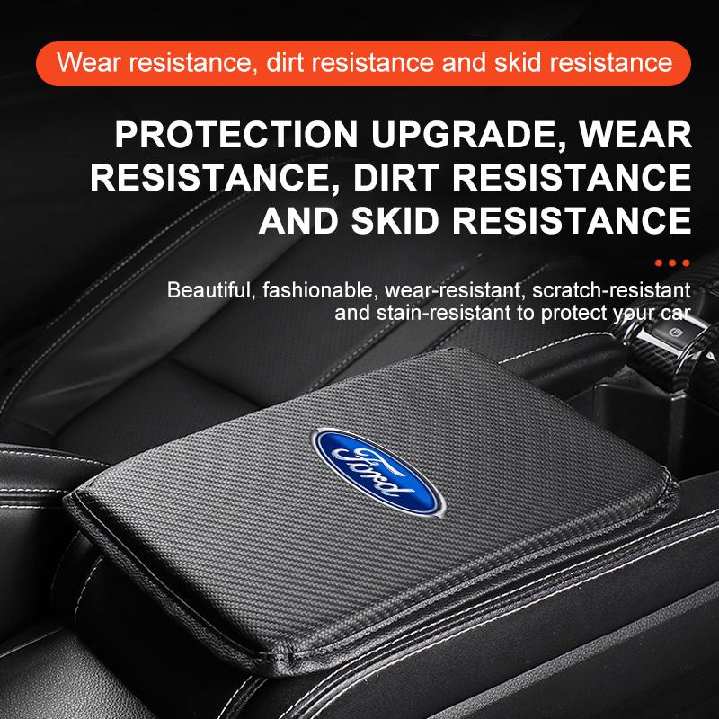 1Pcs Car Armrest Box Mats Leather Center Console Covers Styling For Ford Focus Mk2 Mk3 Fiesta Ranger Mondeo S-MAX Kuga Mustang