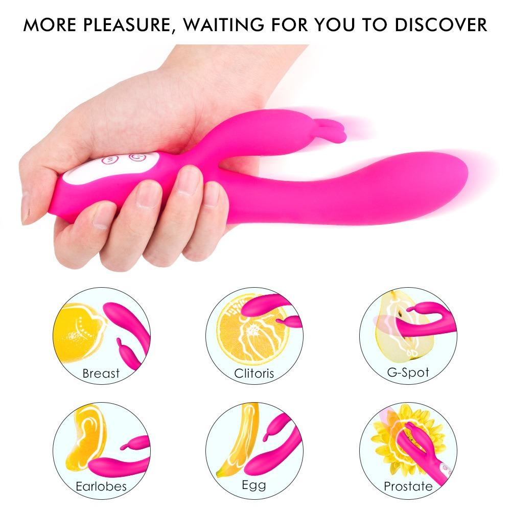 G Spot Rabbit Vibrator with Heating Function and Bunny Ears for Clitoris G-spot Stimulation Waterproof Dildo Women or Couple Fun