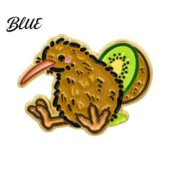 Handmade Brooch Gift Artistic Textured Cartoon Kiwi Bird Design Zinc