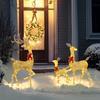 3 light-up Christmas deer, shaped as a deer family, light-up Christmas reindeer, in steel, 283 warm white LED, gold
