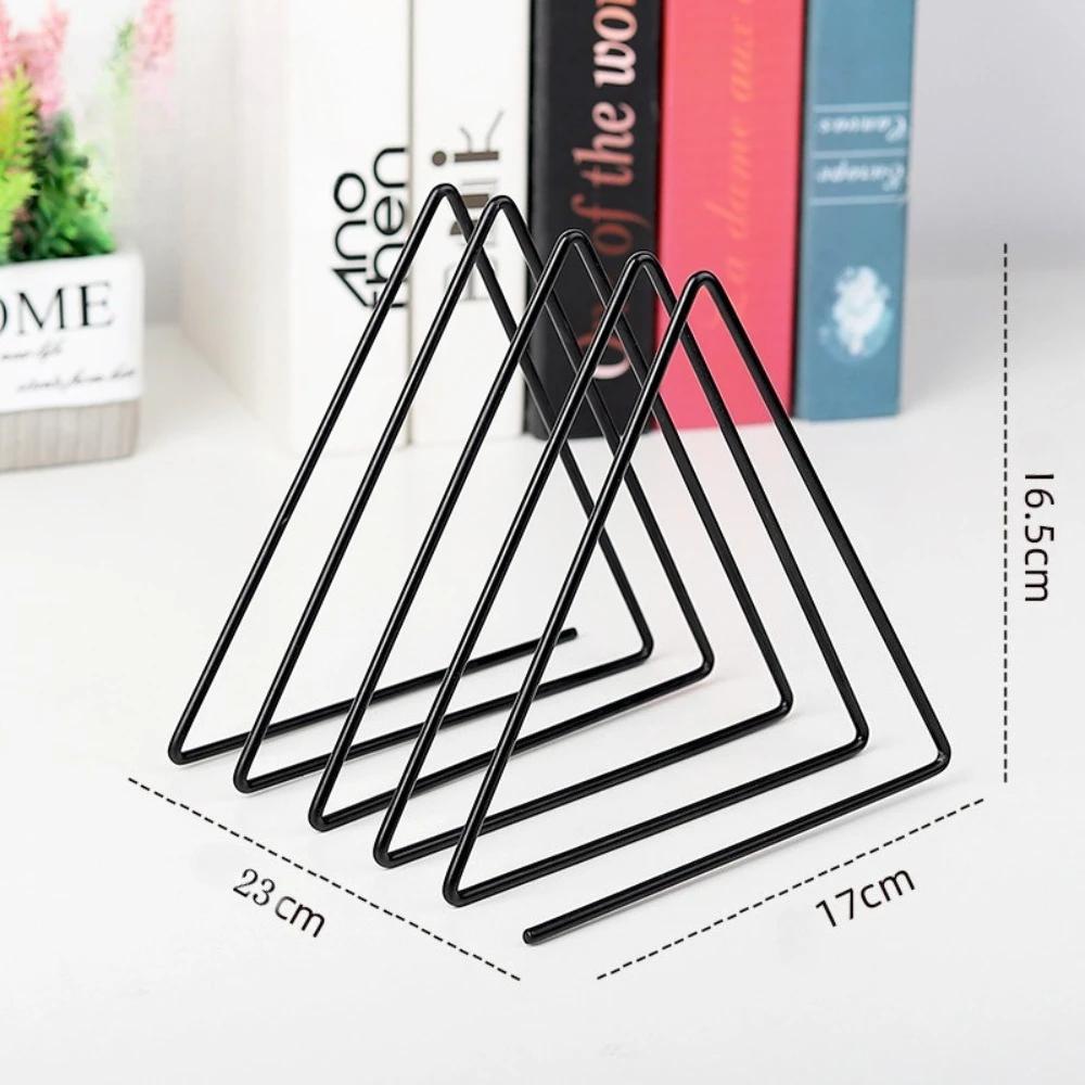 Vinyl Record Holder 9 Slot Metal Storage Rack Vinyl Albums Storage Organizer Magazine Book CD Album Triangle Display Rack Record