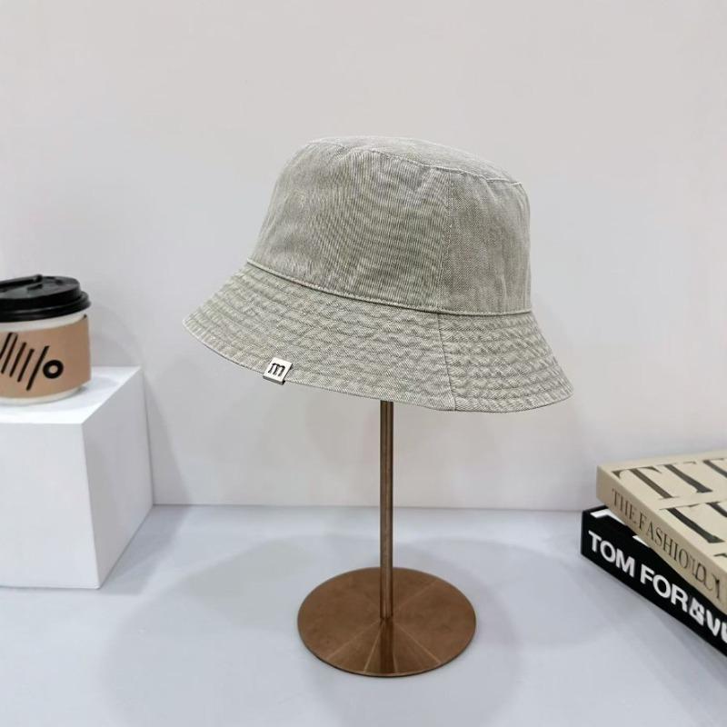 Denim bucket hat men's big brim showing face small girl plain face cover basin hat versatile couple hat