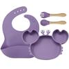 Crab-Themed Silicone Tableware Set: 9-Piece Baby Feeding Kit with Meal Plate, Bowl, Spoon, and Fork