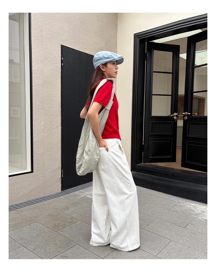 2026 Spring Women's Korean Style Wide-Leg Casual Pants - Loose Slimming, Thirteen Line Design