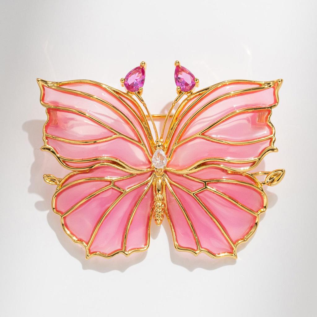 Retro Crystal Butterfly Brooch Pendant by Bo Xin Yun - Two-in-One Original Design