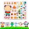 6Pcs Kids Make Your Own Animal Stickers Cartoon Panda Dinosaur Kitten Cow Bear Puzzle Stickers DIY Craft Toy Boys Girls