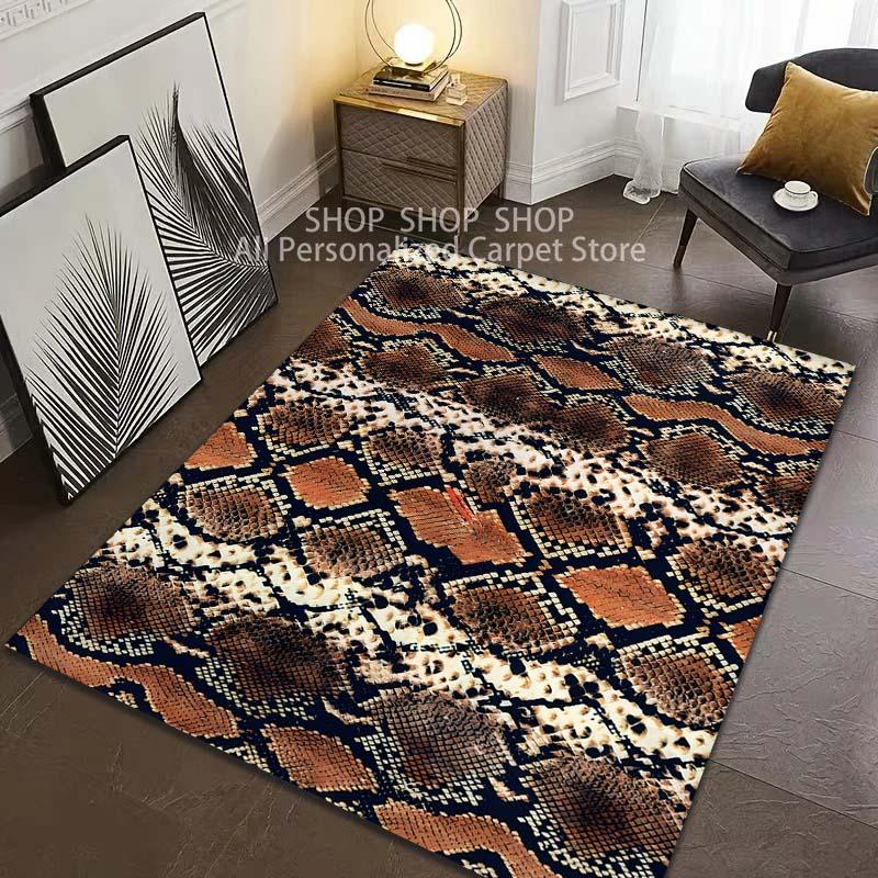 HD Snakeskin Texture Pattern Carpet for Living Room Bedroom Sofa Home Decor Non-slip Floor Mat Large Size Outdoor Carpet
