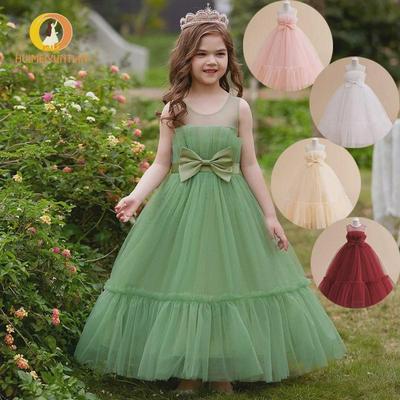 Flauschiges Prinzessinnenkleid aus Netzstoff für Mädchen – Langer Hochzeitsrock, Alter 3–15, perfekt für Kindertag und Aufführungen
