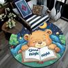 Teddy Bear Reading Book Round Area Rug,Carpet Rug for Living Room Bedroom Sofa Playroom Decor,Non-slip Floor Mat