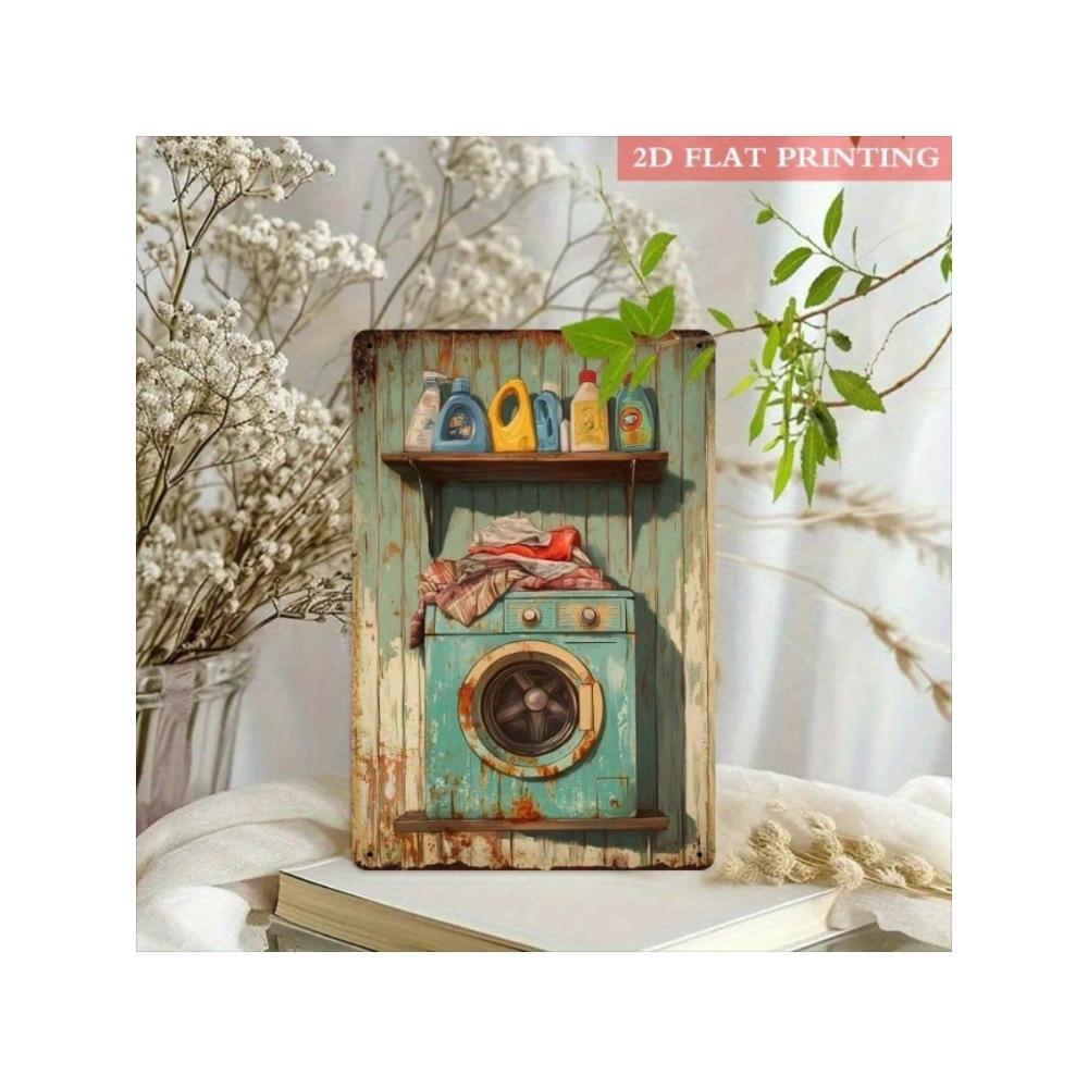 Vintage Retro Washing Machine Metal Sign 20x30cm Laundry Wall Decor