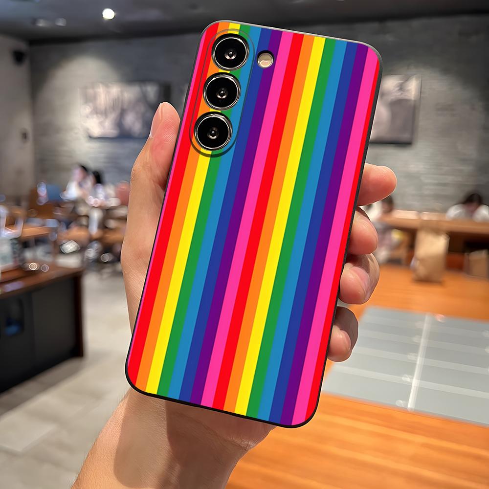 Capa de Celular Colorida com Listras Arco-Íris Para Samsung S26 S24 Ultra S25 S23 Fe S22 S20 S21 Plus A16 A54 A34 A53 Tampa Traseira