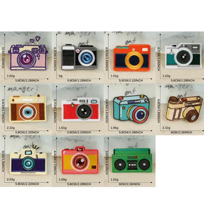 11 Pcs Cartoon Camera Iron On Patches Clothing Patches Colorful Repair Patches Embroidery Patches for Bag Decoration