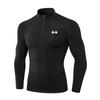 Muscleguys Kompressionsfeder Herren Langarm Sport-Poloshirts Fitness Laufen T-Shirts Hantel-Aufdruck Eng Anliegend Joggen Fitnessstudio Muskelkleidung