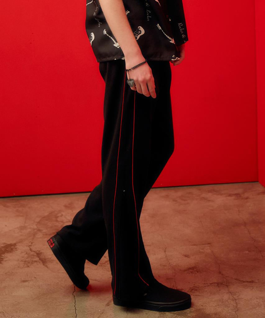 P.P.P Zip Track Pants (Black/Red)
