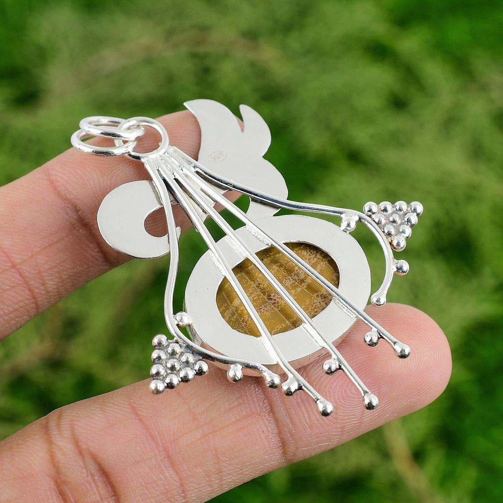 Daughters Day Sale Ocean Jasper Gemstone 925 Silver Birthday New Pendant Jewelry