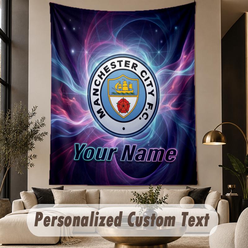 Custom Text Tapestry Manchester City Print Wall Tapestry Indoor Living Room Wall Decor
