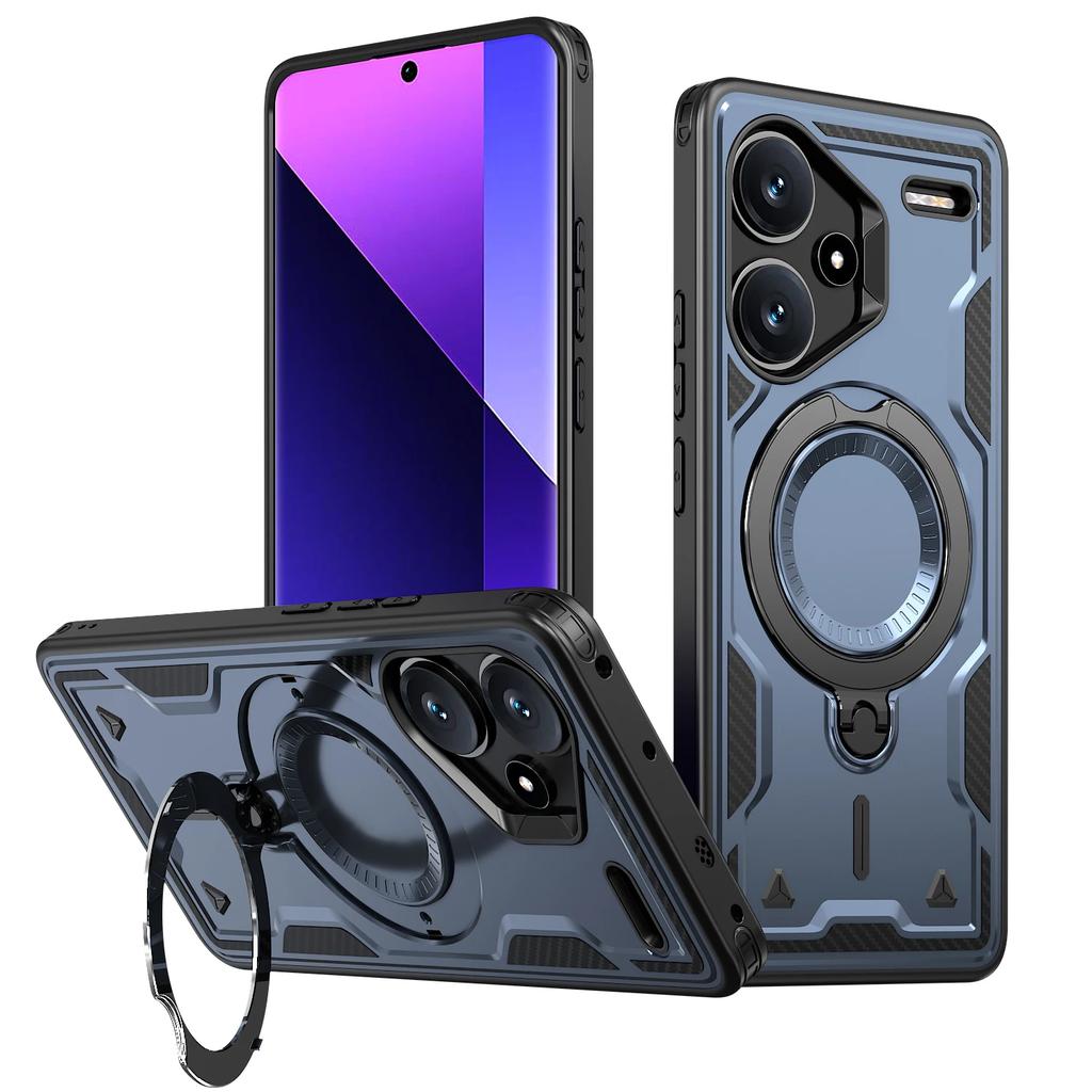 For Xiaomi Redmi Note 13 Pro Plus 5G Case Military Armor Shockproof 360° Rotating Magnetic Ring Stand TPU Plastic Phone Cover