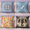 Simple Retro Cushion Cover Natural Linen Organic Fabric Double-Sided Printing Sofa Home Decor Gift Pillow Cover