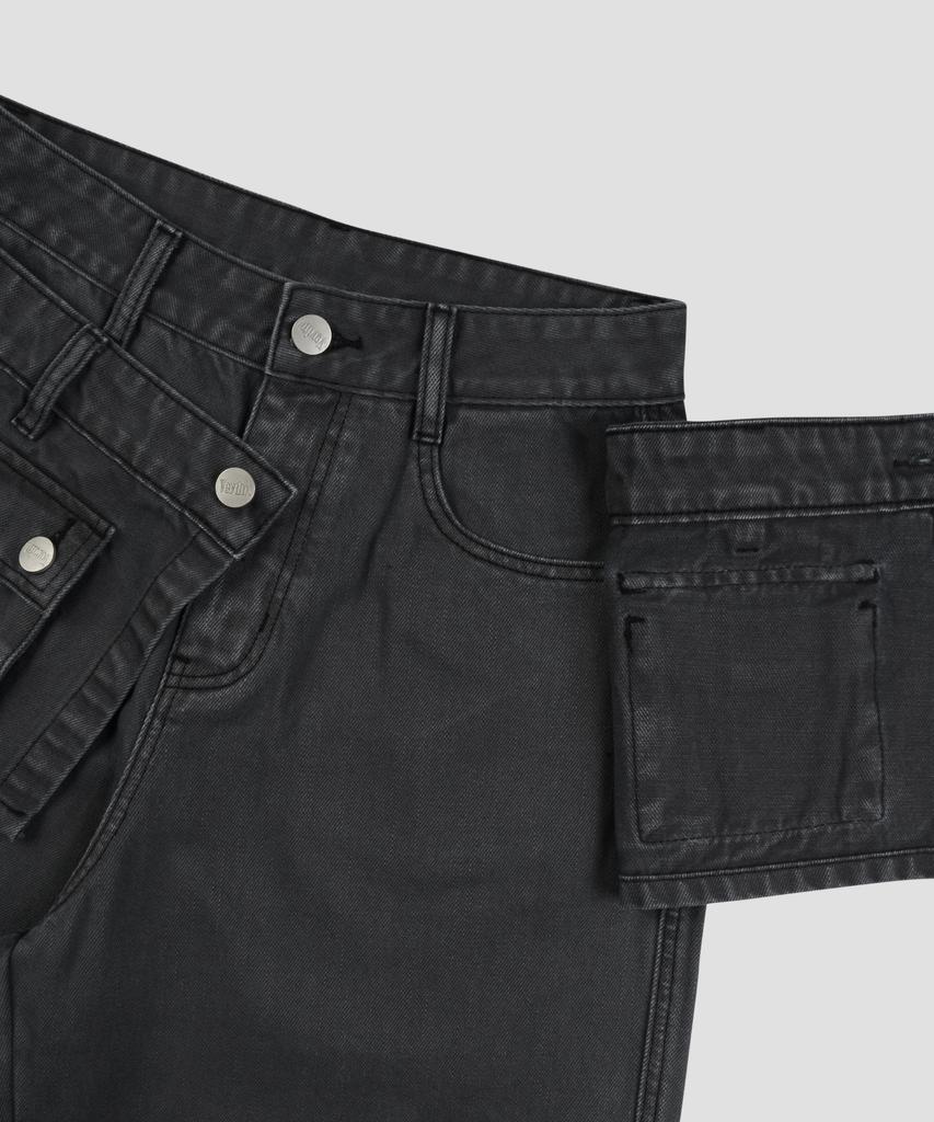 Beodeonteu Garment Dyed Multi-Pocket Layered Pants [Charcoal]