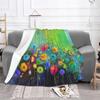 Watercolor Rainbow Dandelion Print Flannel Blanket Abstract Colorful Flower Soft Warm Throw Blanket Sofa Bed Art Decor Gift