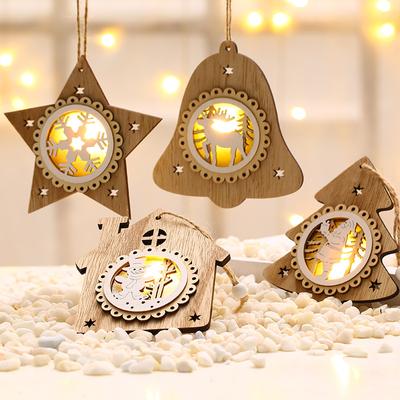 Christmas Decorations Christmas Tree Pendant Original Wood Luminous Pendant Christmas Gift