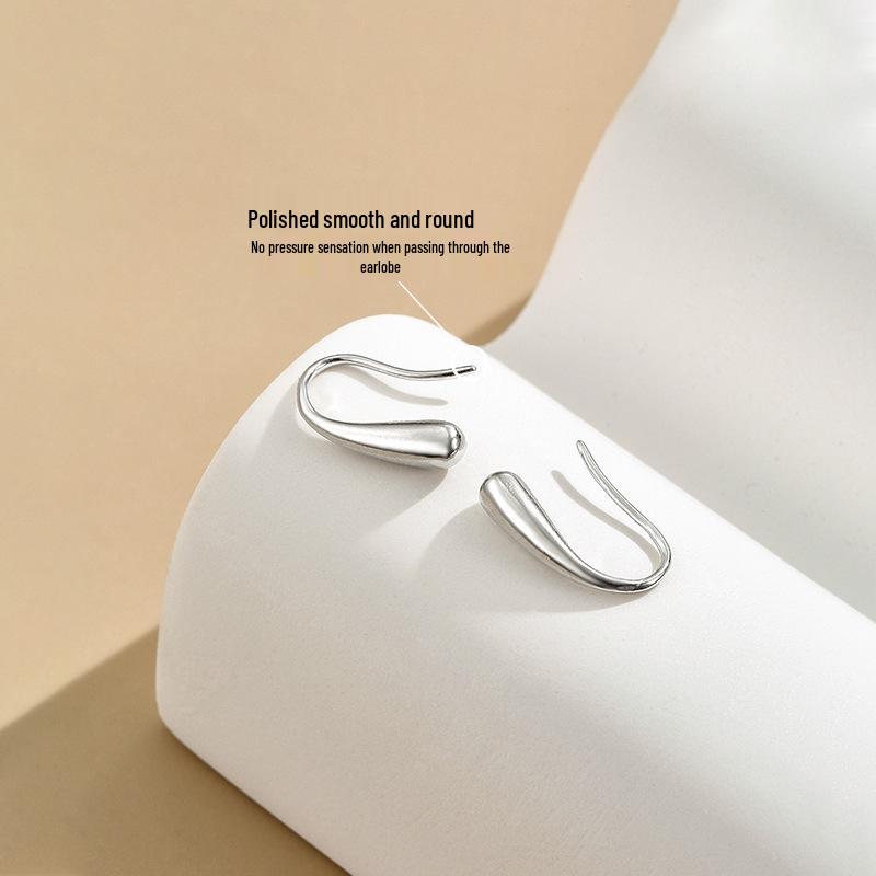 S925 Sterling Silver Women's Simple Korean Style Water Drop Stud Earrings for Sleeping