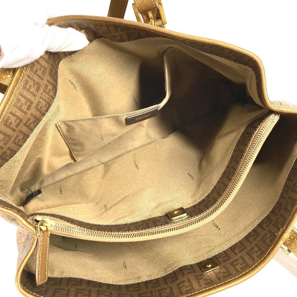 FENDI 8BH238 Zucca Zucchino Logo Bag Tote Bag Shoulder Bag PVC/Leather Gold