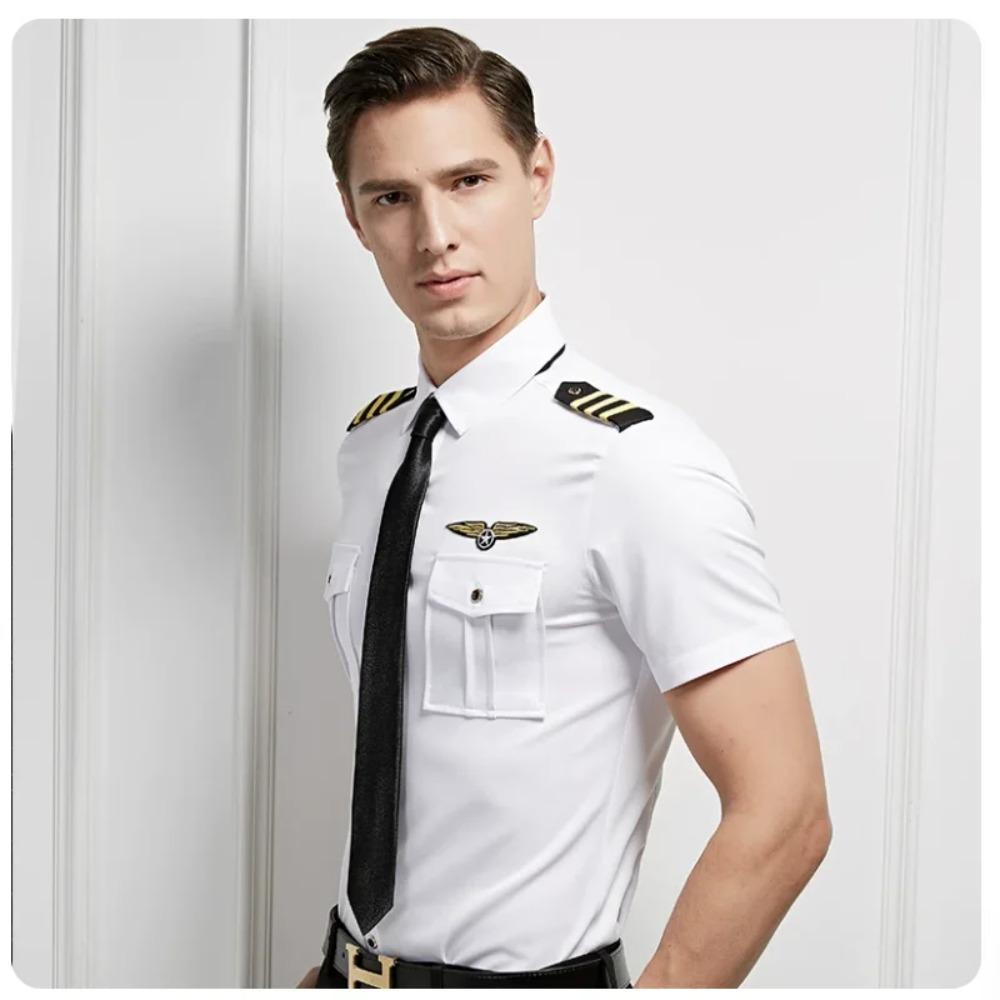 Nieuwe Collectie Vliegtuig Kapitein Uniform Luchtpiloot Kracht Vliegpak KTV Halloween Cosplay Verkleed Zomer Man Vrouw Shirt Jurk