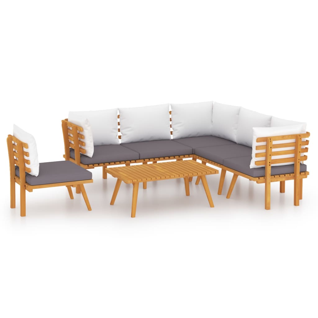 7 Piece Garden Lounge Set with Cushions Solid Acacia Wood