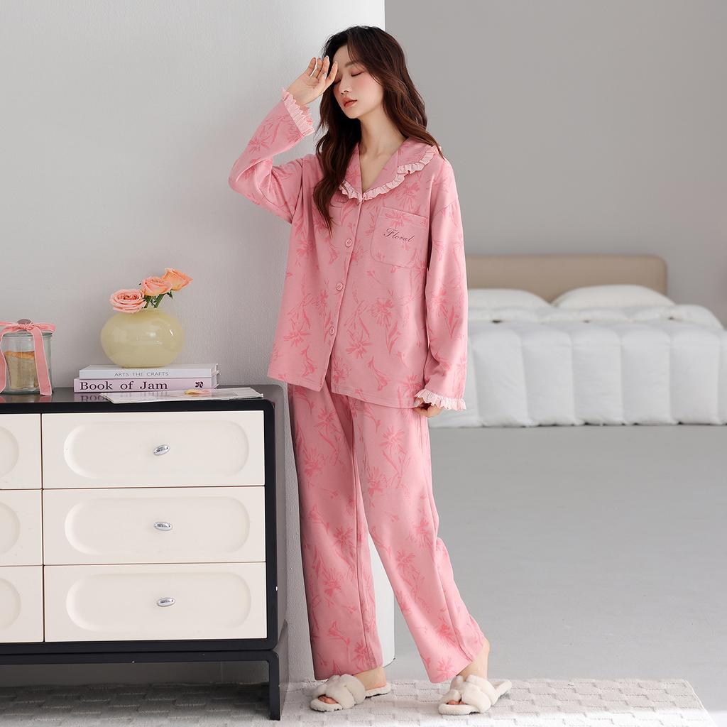 German Velvet Pajamas Women'S Autumn And Winter Long-Sleeved Double-Sided Polished Loungewear Women'S Warm Thin Velvet Suit