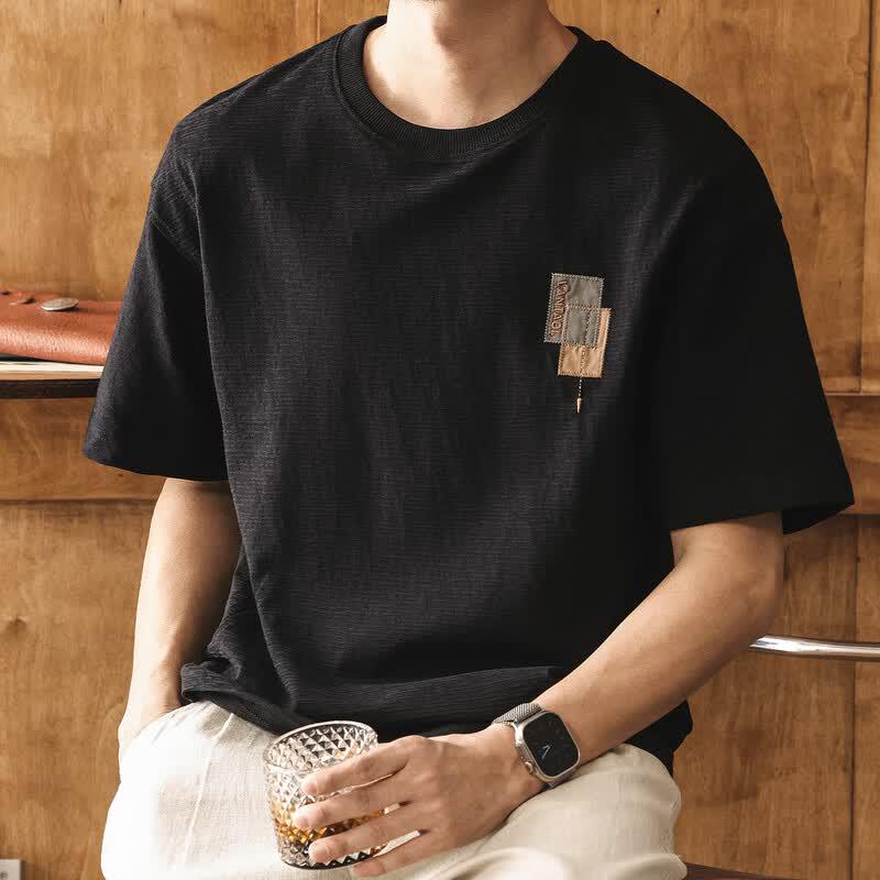 Jie Leinuo Men s American Retro Jacquard Loose Short Sleeve T-Shirt 4XL
