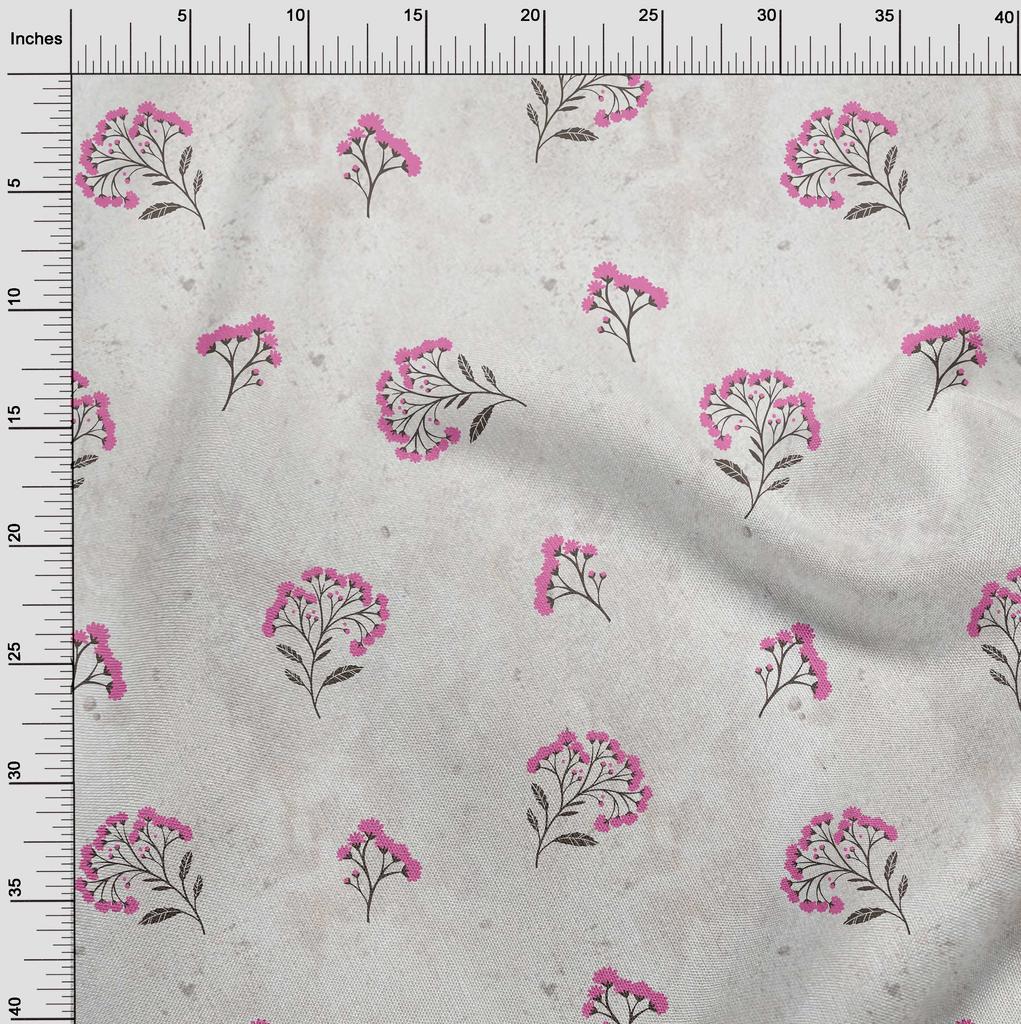 oneOone Cotton Flex Fuchsia Pink Stoff Blumenmuster mit Struktur Kleiderstoff Stoff Druckstoff Meterware 40 Zoll