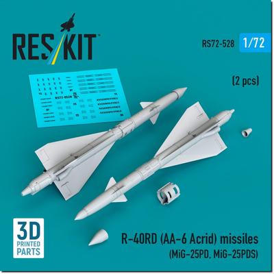 Reskit Acrid Radar Guided Missile 2pcs Plastic Model Parts 1/72 R-40RD AA-6 Semi-Active Air-to-Air (for MiG-25PD/PDS) RSK72-0528 (Airplane)